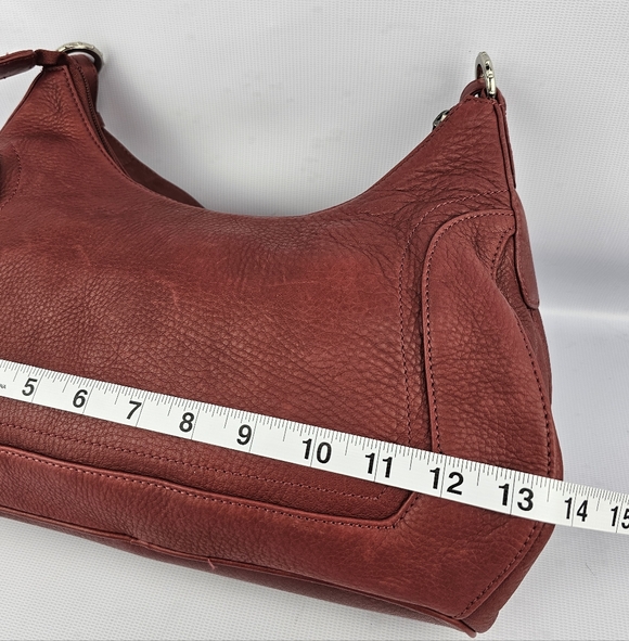 Longaberger Leather So Rachel Boho Shoulder Bag  Merlot/Red - Picture 11 of 12